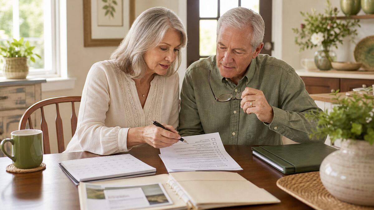Older couple reviewing a Medicare checklist